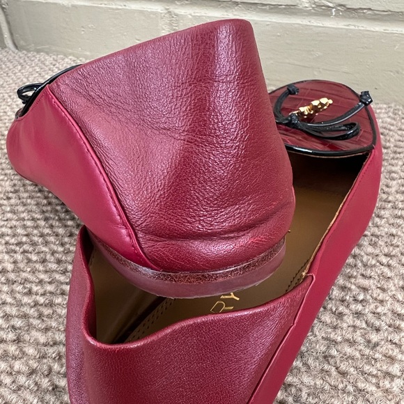 Tory Burch Croc Embossed Charm Loafers Mule Flats Red Women’s Size 6.5 Step Down - Picture 10 of 10